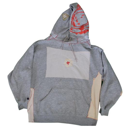 "grey red rocco hoodie"