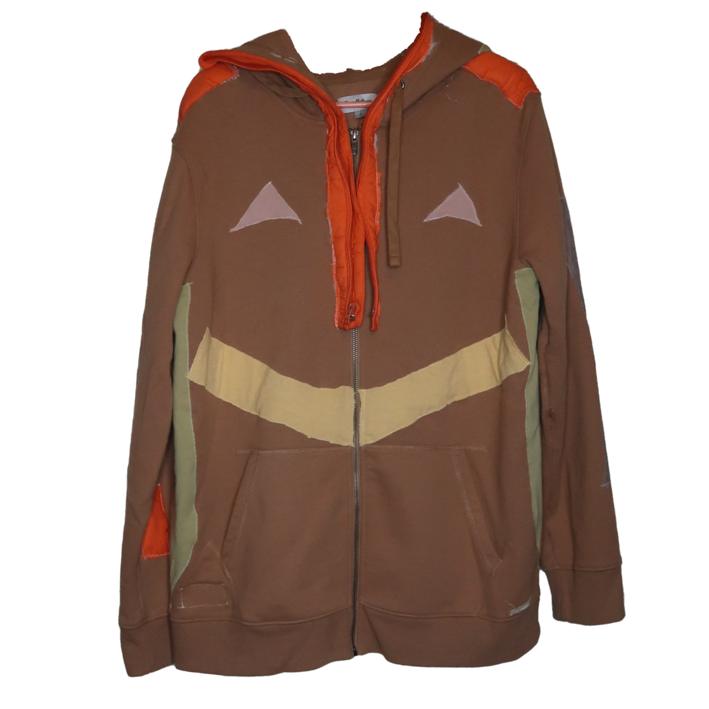 brown smile patch hoodie